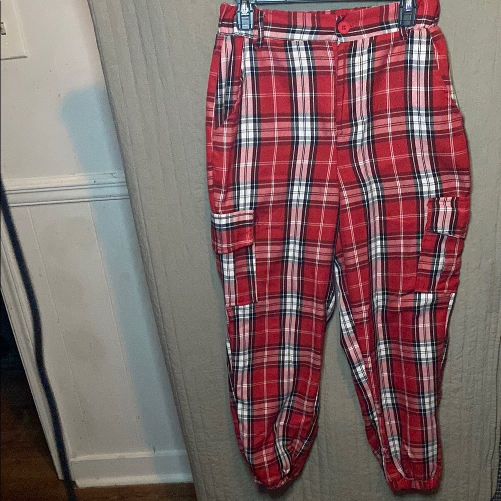 Red Plaid Cargo Pants